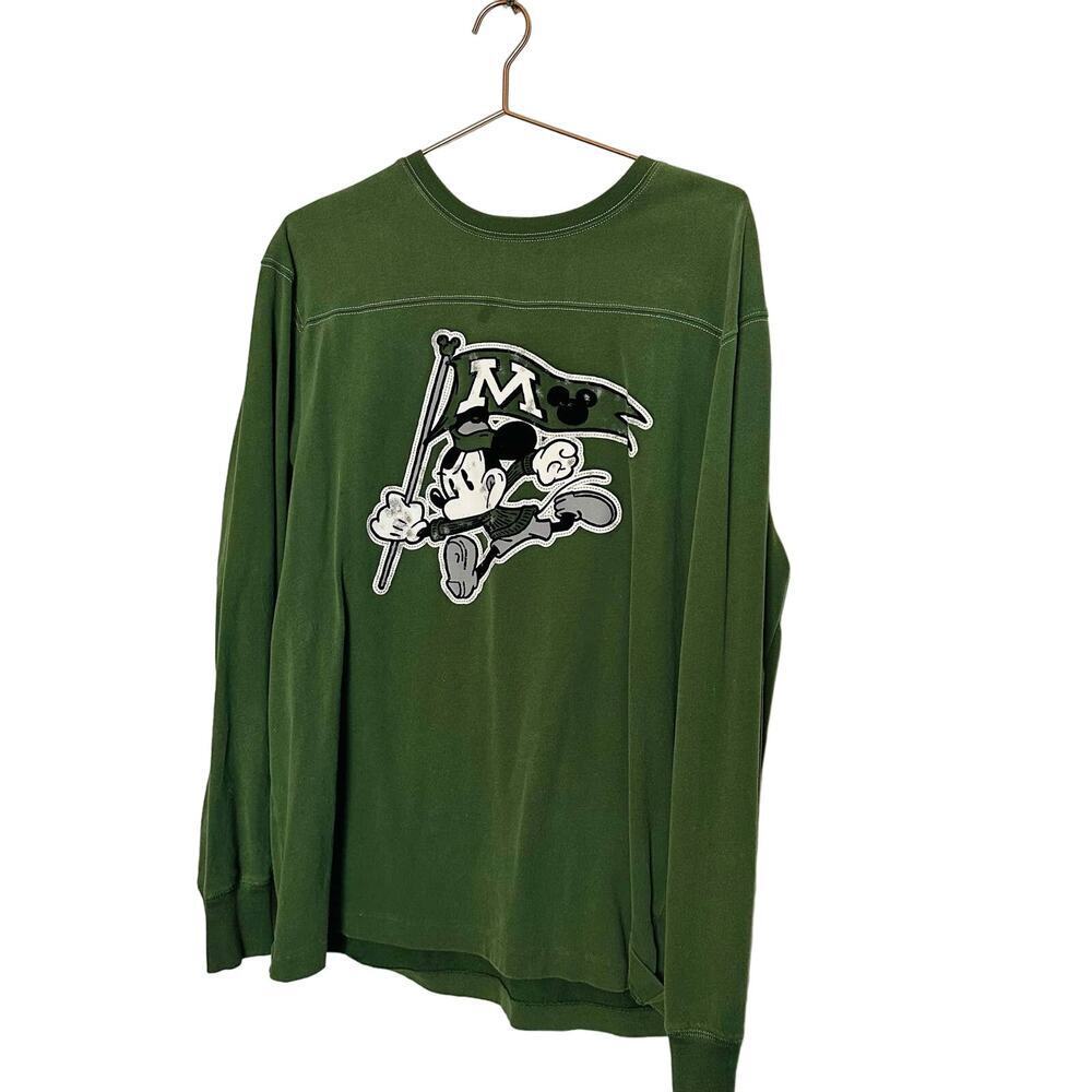 Vintage Disney Parks Authentic Mickey Mouse Olive Green Longsleeve Shirt Size L